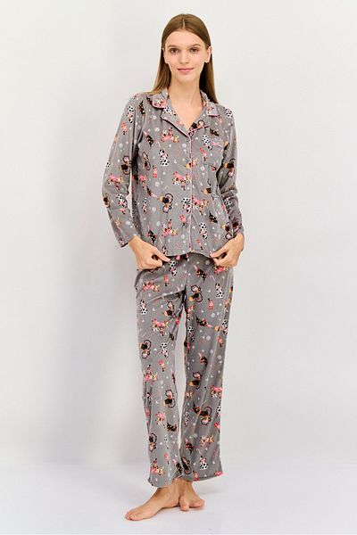 Kensie Women 2 Pcs Animal Print Top And Bottom Pyjama Set, Multicolor