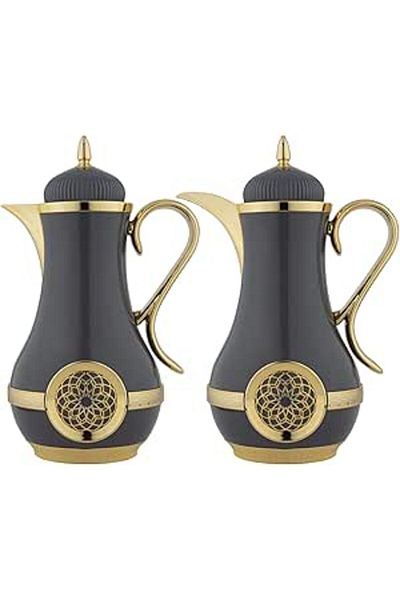 ALSAIF 2 Pieces Coffee And Tea Vacuum Flask Set Size: 0.7/1.0 L Color: Dark Smoky Grey