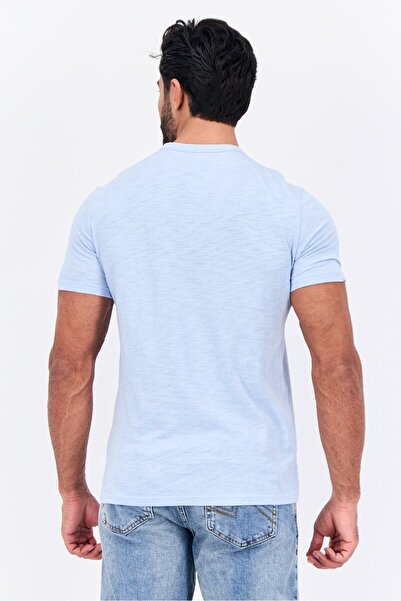GAP Men Crew Neck Short Sleeves Plain T-Shirt, Light Blue