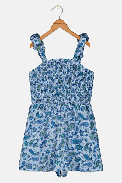 Speechless Kids Girl Paisley Print Playsuit, Blue