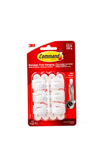 COMMAND 17006ES MINI WHITE HOOKS WITH W HITE STR