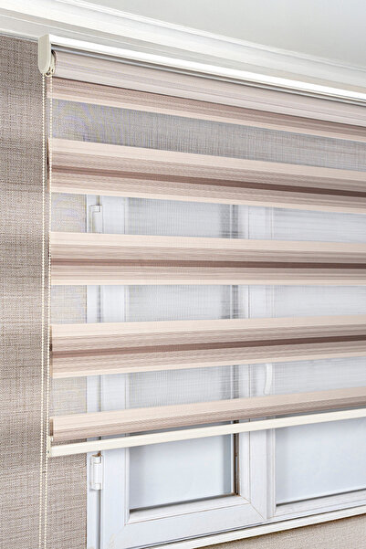 bizdenperde Kahverengi Renk Geçişli Degrade Zebra Kaliteli Güneşlik Stor Perdeler