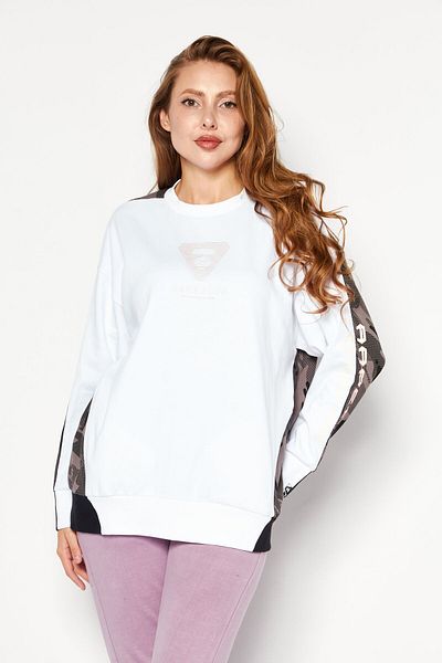 Aape By A Bathing Ape Women Round Neck Long Sleeve Sweatshirt, White Combo