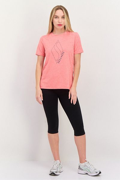 SKECHERS Women Sportswear Fit Short Sleeve Training T-shirt, Coral