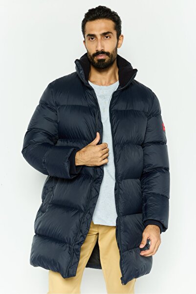 Hugo Boss جاكيت رجالي منفوخ يحمل شعار العلامة التجارية، أزرق داكن