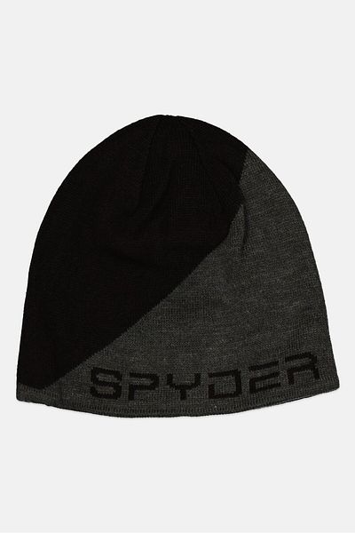 Spyder Men Brand Logo Knitted Reversible Beanie, Grey