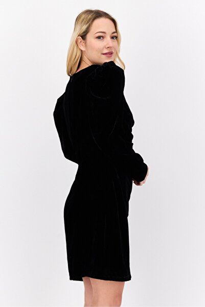 Pepe Jeans فستان نسائي قصير من المخمل، أسود