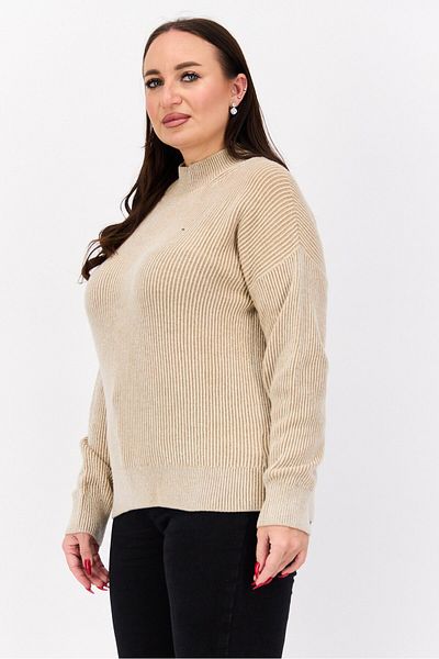 Tommy Hilfiger Women Mock Neck Stripe Sweater, Beige Combo