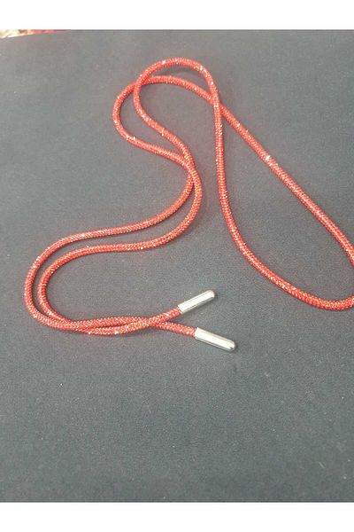 ESRA ŞELEM Red Color Crystallized Rhinestone Tracksuit and Sweatshirt Hood Rope Rhinestone Rope Ribbon Cord Laces