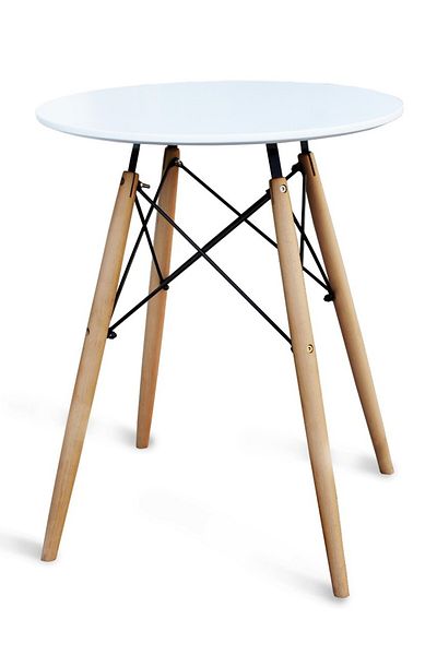 Mahmayi Round Table with Wooden Leg, Simple Modern Design Tables for Home Office (White, Tables 60x60)
