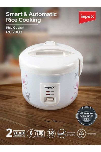 İMPEX 1.8L Electric Rice Cooker Automatic Cooking Keep Warm Aluminum Inner Pot 700W RC2803