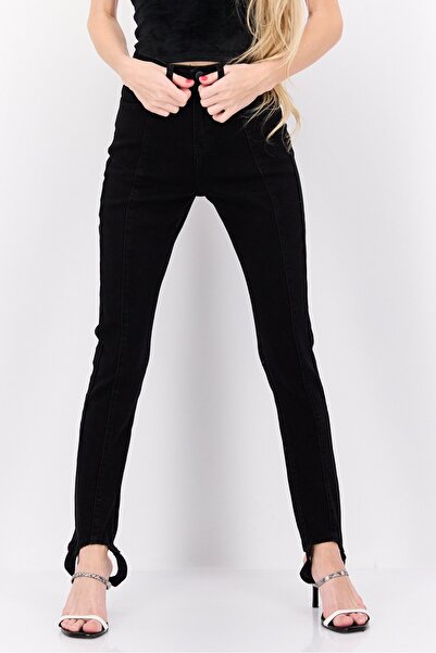 IN THE STYLE Women Skinny Fit Stretchable Solid Jeans With Stirrups, Black