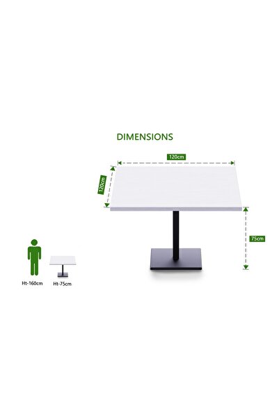 Mahmayi Ristoran Bar Table Square Base - 4 Seater Cocktail Bistro Table for Pub - White