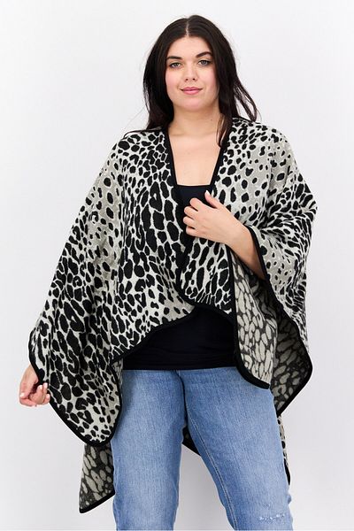 Laundry by Shelli Segal Women Animal Print Poncho Sweater, Multicolor