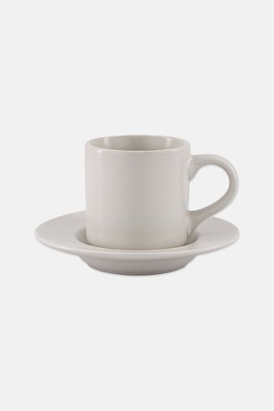 Muy Mucho Espresso Cup With Saucer, Off White