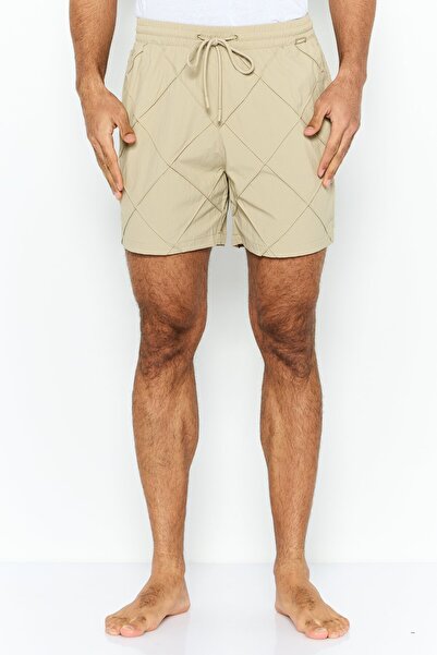 Dkny شورت سباحة رجالي منقوش، بني