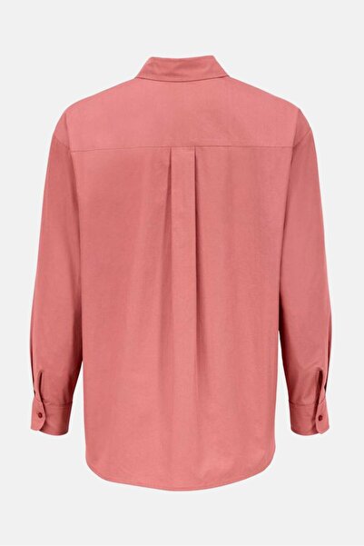 Tchibo Women Spread Neck Long Sleeves Plain Poplin Shirt, Rosewood