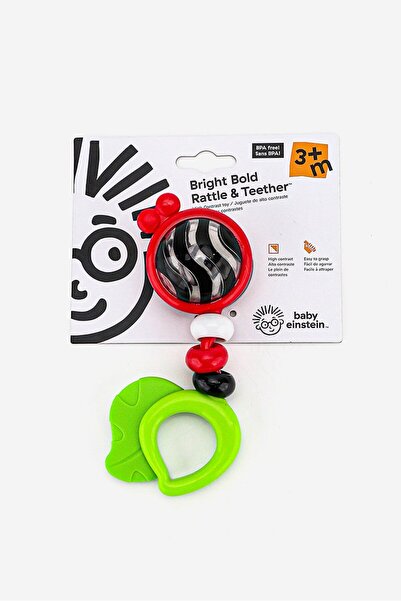 Baby Einstein Bright Bold Rattle And Teether High Contrast Toy, Black and Red...
