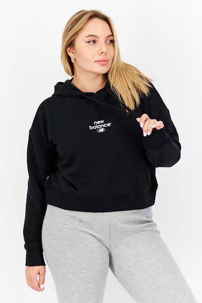 New Balance Women Relaxed Fit Training Crop Hoodie, Black
