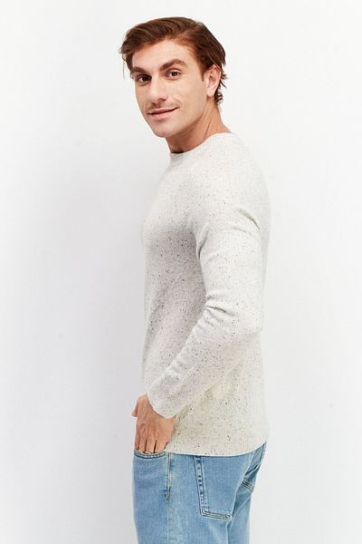 CELIO Men Crew Neck Long Sleeve Heather Sweatshirts, Off White
