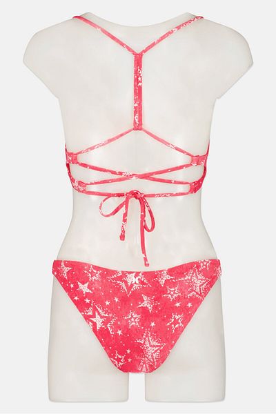 Hurley Women 2pcs Star Print Reversible Bikini Set, Red