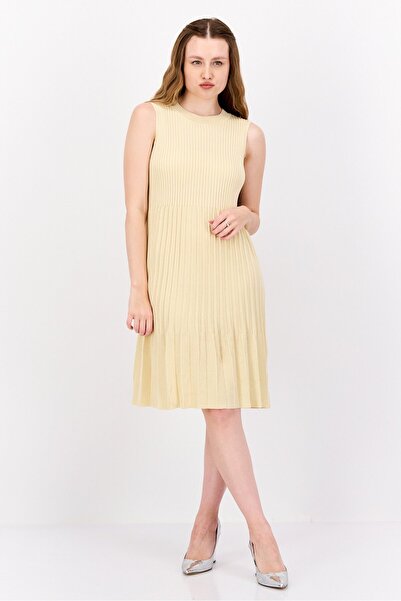 Esprit Women Pleated Mini Dress, Beige