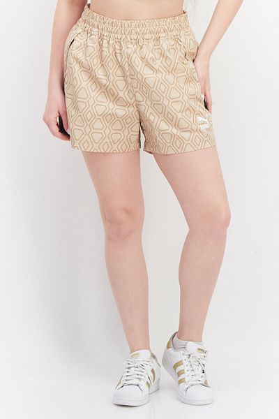Puma Women Sportswear Fit Brand Logo Training Shorts, Tan Combo