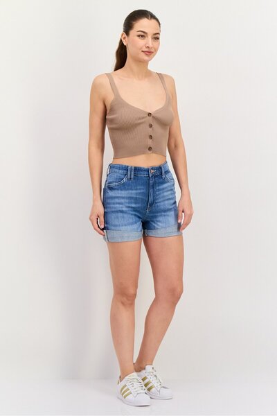 Guess Women Washed Denim Shorts, Blue