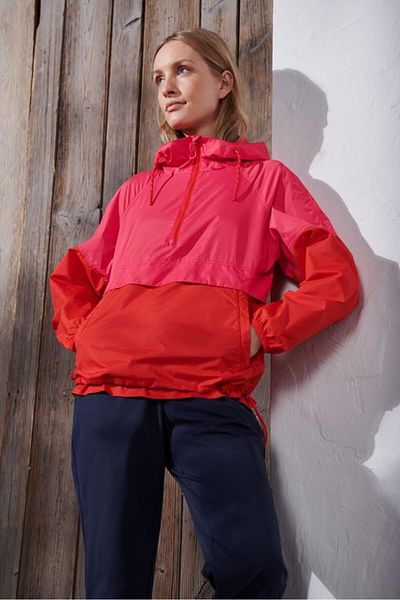 Tchibo Women Hooded Long Sleeve Block Jacket, Red And Pink
