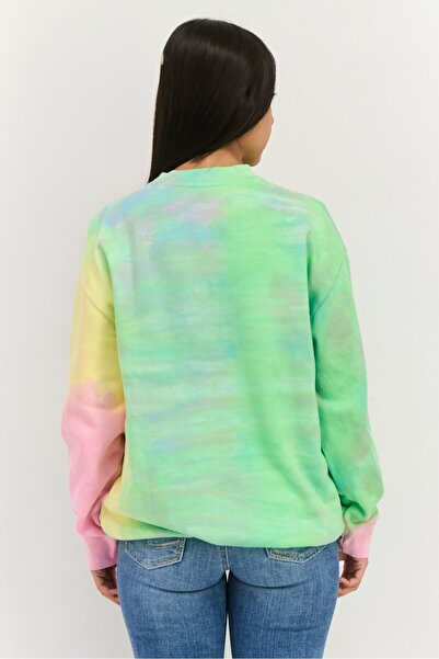 Misfit Women Crew Neck Tie Dye Print Long Sleeves Sweatshirt, Multicolor