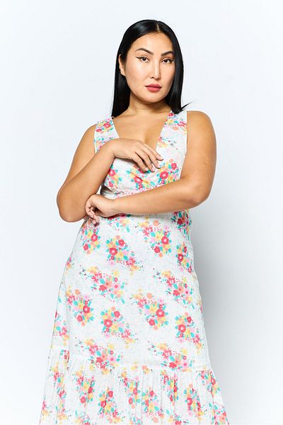 Pepe Jeans Men Floral Print Maxi Dress, White Combo