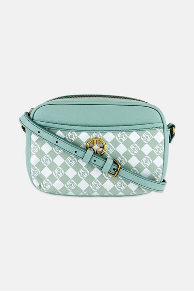 Fossil حقيبة كروس بشعار العلامة التجارية للنساء 22 طول × 15 ارتفاع × 6 عرض سم، أخضر نعناعي