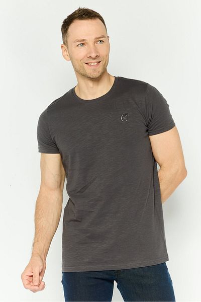 Cerruti 1881 Men Crew Neck Short Sleeve Embroidered Logo T Shirt, Dark Grey