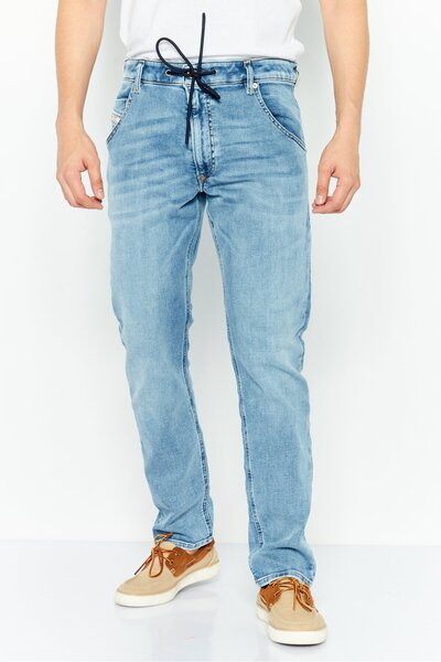 Diesel بنطلون جينز رجالي D-Strukt Slim Fit قابل للتمدد ومغسول باللون الأزرق