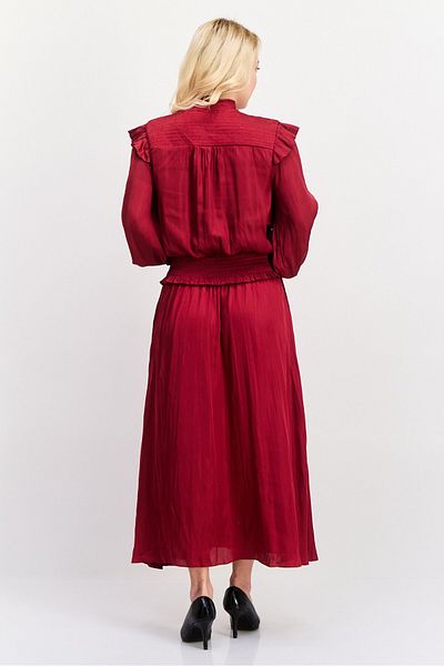 Scotch & Soda Women Textured Maxi Casual Dress, Dark Red