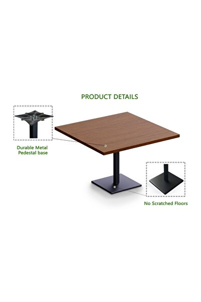 Mahmayi Ristoran Bar Table Square Base - 4 Seater Cocktail Bistro Table for Pub - Dark Walnut