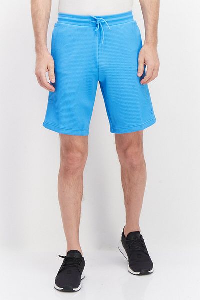 adidas Men Sportswear Fit Drawstring Ribbed Training Shorts, Blue