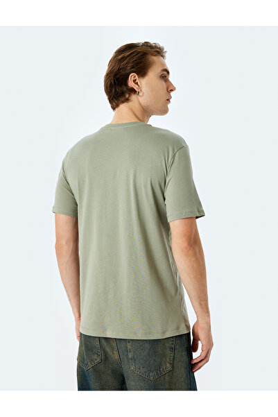Koton Slogan Print Cotton Short Sleeve Crew Neck Slim Fit T-Shirt