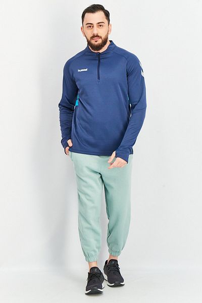 hummel Men Sportswear Fit Long Sleeve Brand Logo Sweatshirts, Dusty Blue Combo