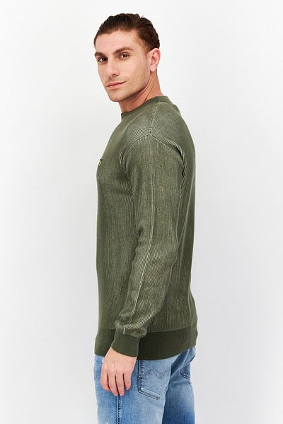 Lyle & Scott Men Crew Neck Long Sleeve Embroidered Logo Sweatshirt, Olive