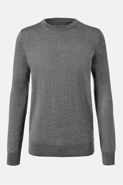 Tchibo Men Crew Neck Long Sleeve Morino Sweater, Grey