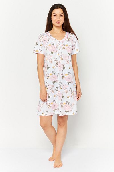 Celestial Dreams Women Floral Print Night Dress, Pink