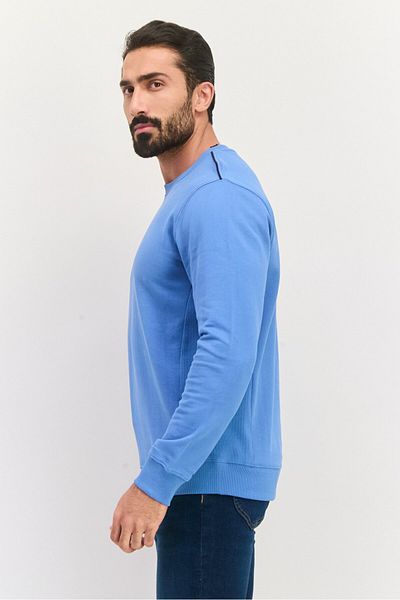 Sorbino Men Crew Neck Long Sleeve Textured Sweatshirt, Slate Blue