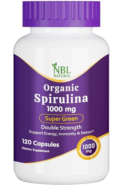 NBL Natural Organic Spirulina 1000mg, 120 Tablets