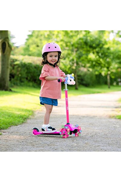 Cici Oyuncak Kız Çocuk 3 Tekerlekli Unicorn Işıklı Mini Cruiser Scooter Ultra...
