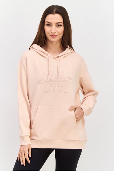 SKECHERS Women Loose Fit Long Sleeve Outdoor Hooded Sweatshirts, Pink