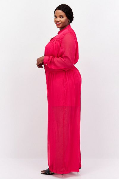 Nina Parker Women Plus Size Textured Long Sleeve Jumpsuit, Pink