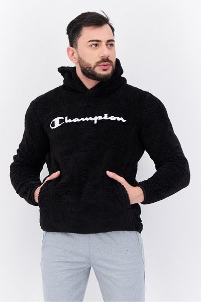 Champion Men Sportswear Fit Long Sleeves Training Hooded Sweatshirt, Black