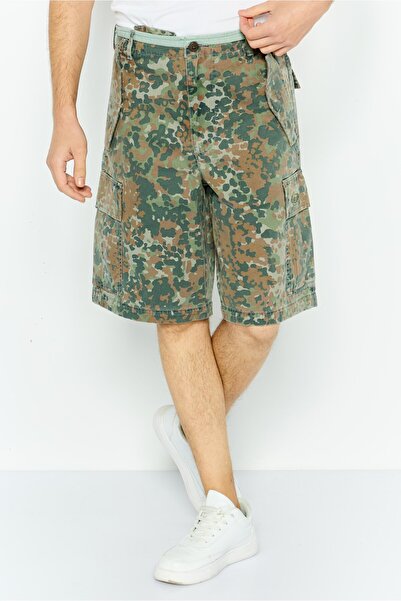 Diesel Men Camouflage Cargo Shorts, Army Green