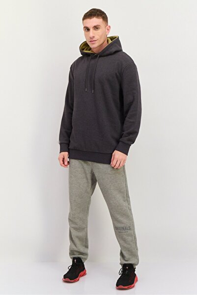 Esprit Men Hood With Drawstring Long Sleeve Heather Sweatshirts, Dark Grey